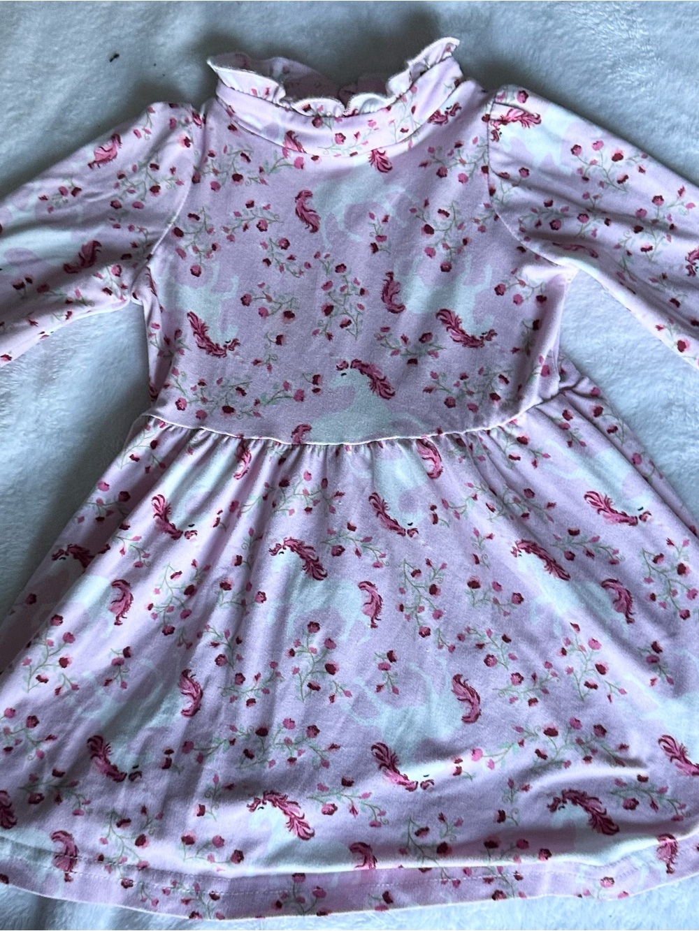 SHEIN Pink Floral Ruffle Collar Long-Sleeve Dress
